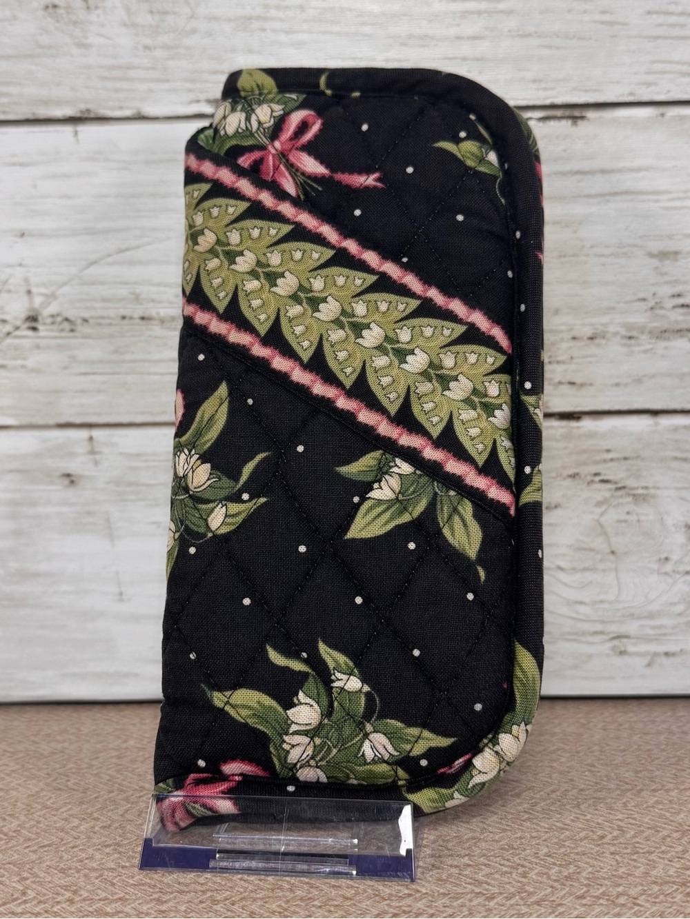 Vera Bradley New Hope Quilted Double Eyeglass Case Retired Floral Pink Ribbon